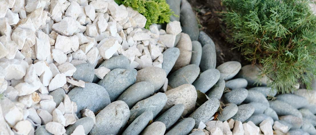 city garden with white stone